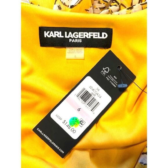 Karl Lagerfeld Paris Chiffon Floral Print V-Neck Ruffle Mini Dress – NWT Size 6 - Picture 12 of 15